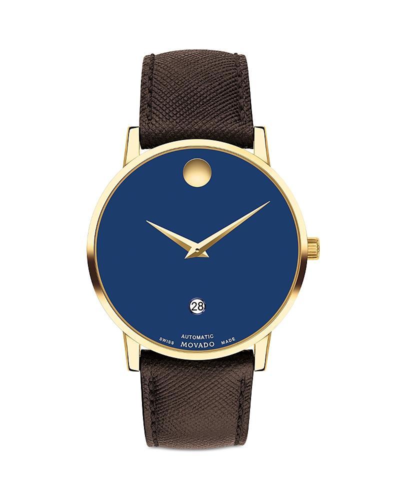 Movado Mens Swiss Automatic Museum Black Calfskin Leather Strap Watch 40mm Product Image