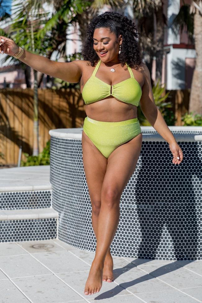 Classic Coastal Green Shimmer Bikini Bottoms FINAL SALE Product Image