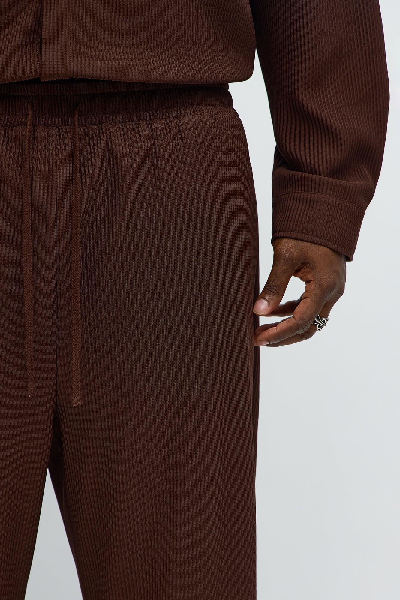 Show Up Baggy Elastic Waist Pant - Brown Product Image