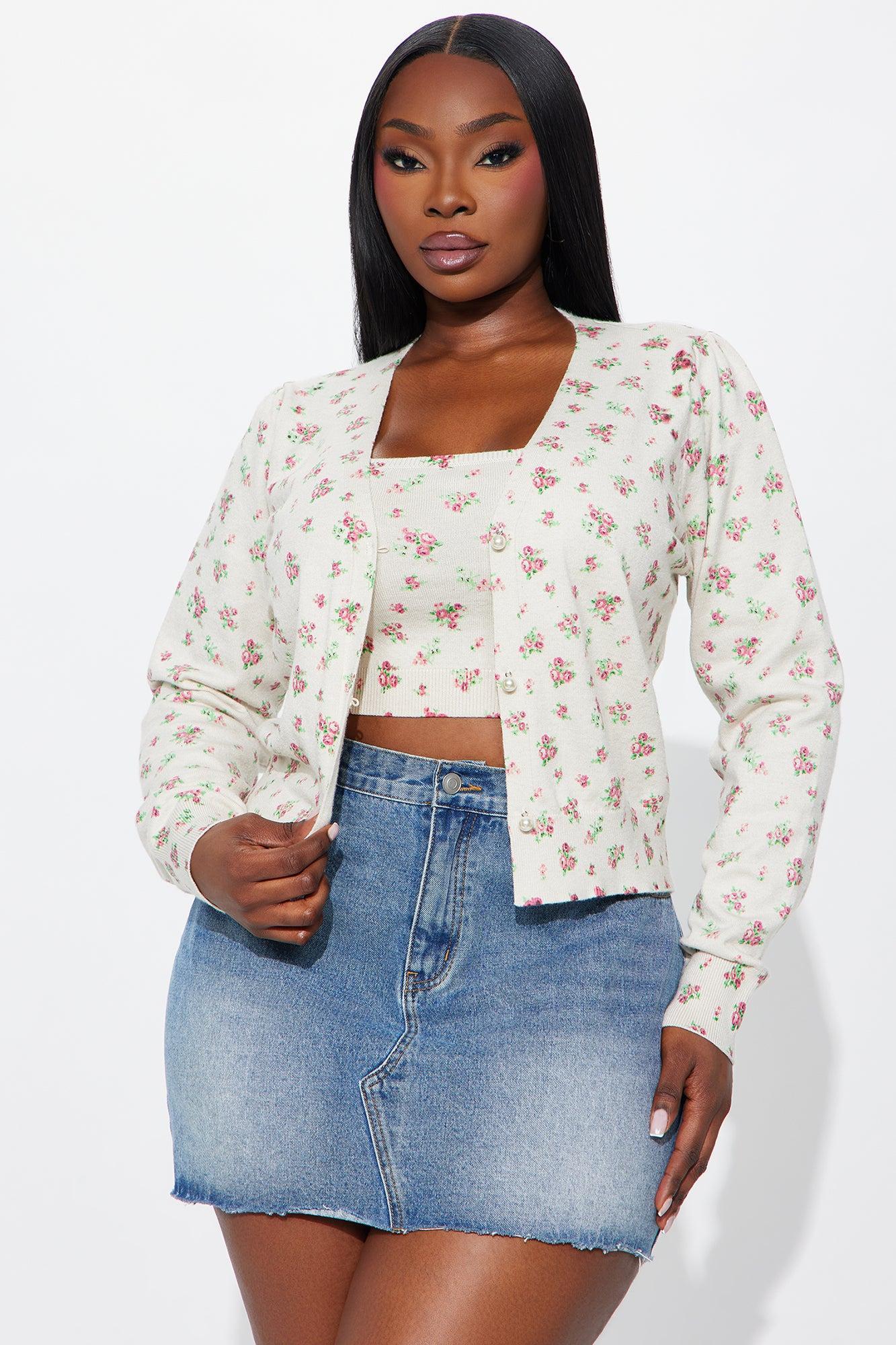 Soft Blossom Floral 2 Piece Cardigan - Cream/combo Product Image