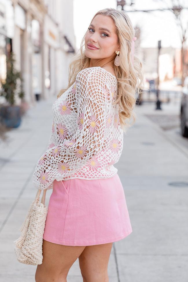 Right This Way Flower Crochet Sweater FINAL SALE Product Image