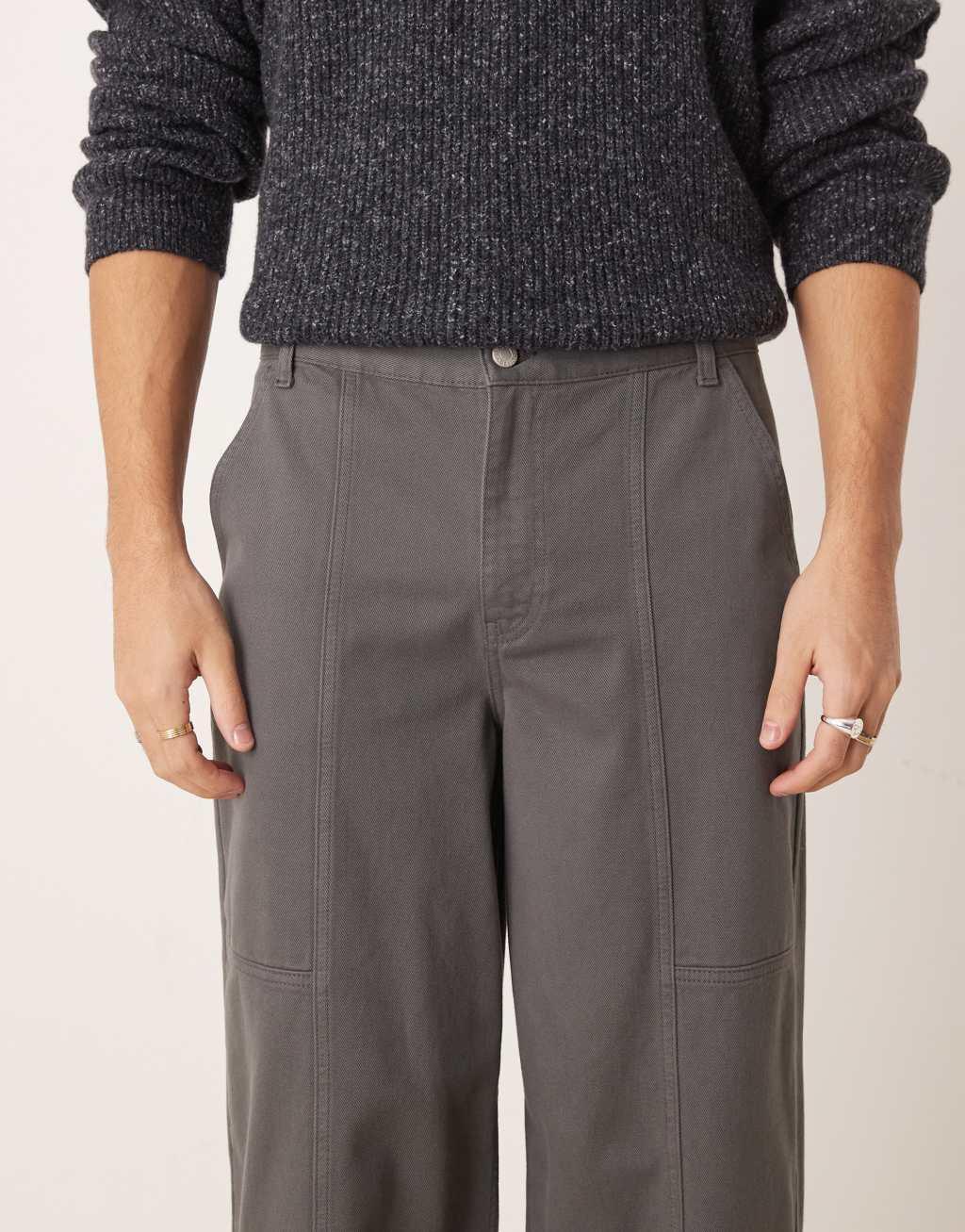 ASOS DESIGN super baggy pants with paneling in charcoal Product Image