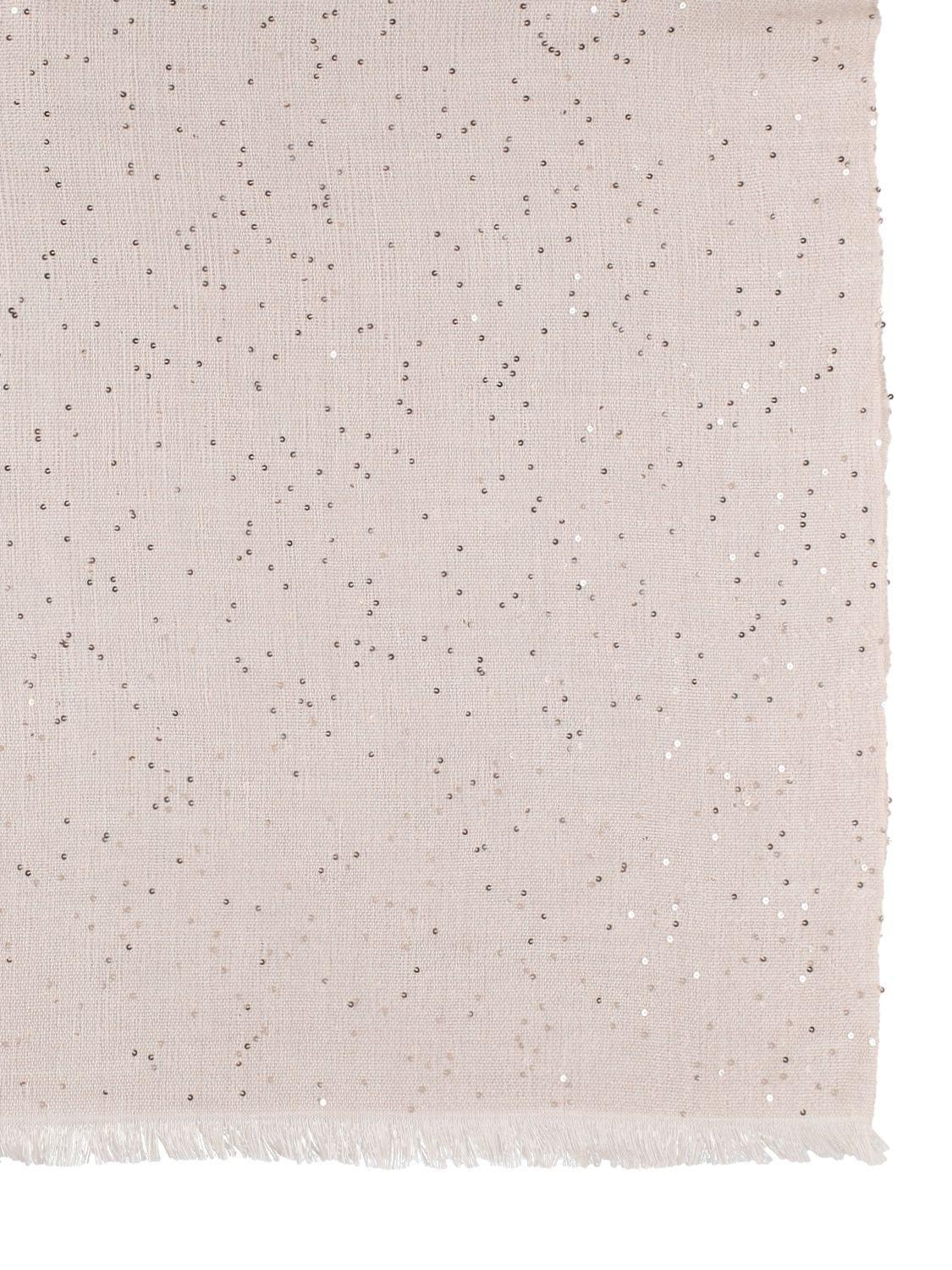 BRUNELLO CUCINELLI Sequin Embellished Scarf In Oyster Product Image