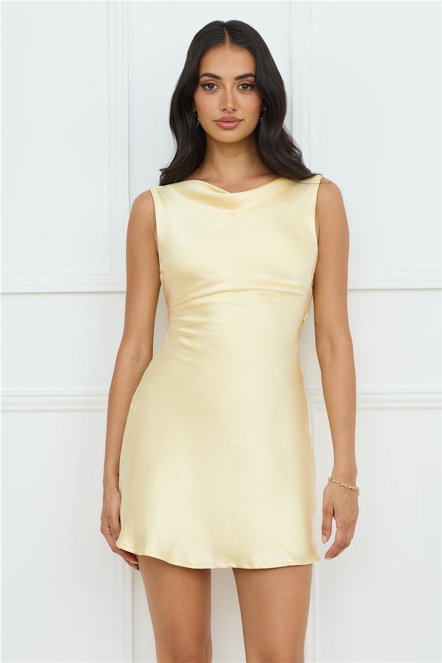 Lily Luxe Satin Mini Dress Yellow Product Image