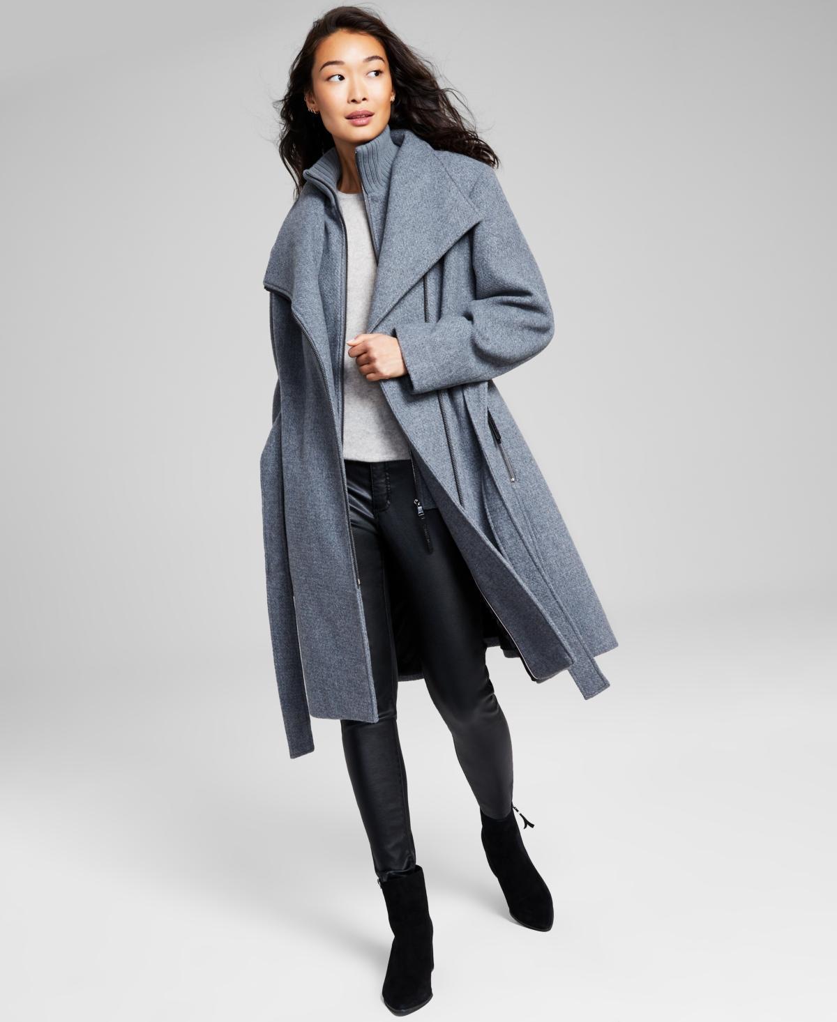 Calvin Klein Womens Wool Blend Belted Wrap Coat, Created for Macys Product Image