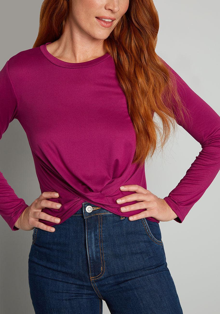 A Twist Of Fun Long Sleeve Knit Top Product Image