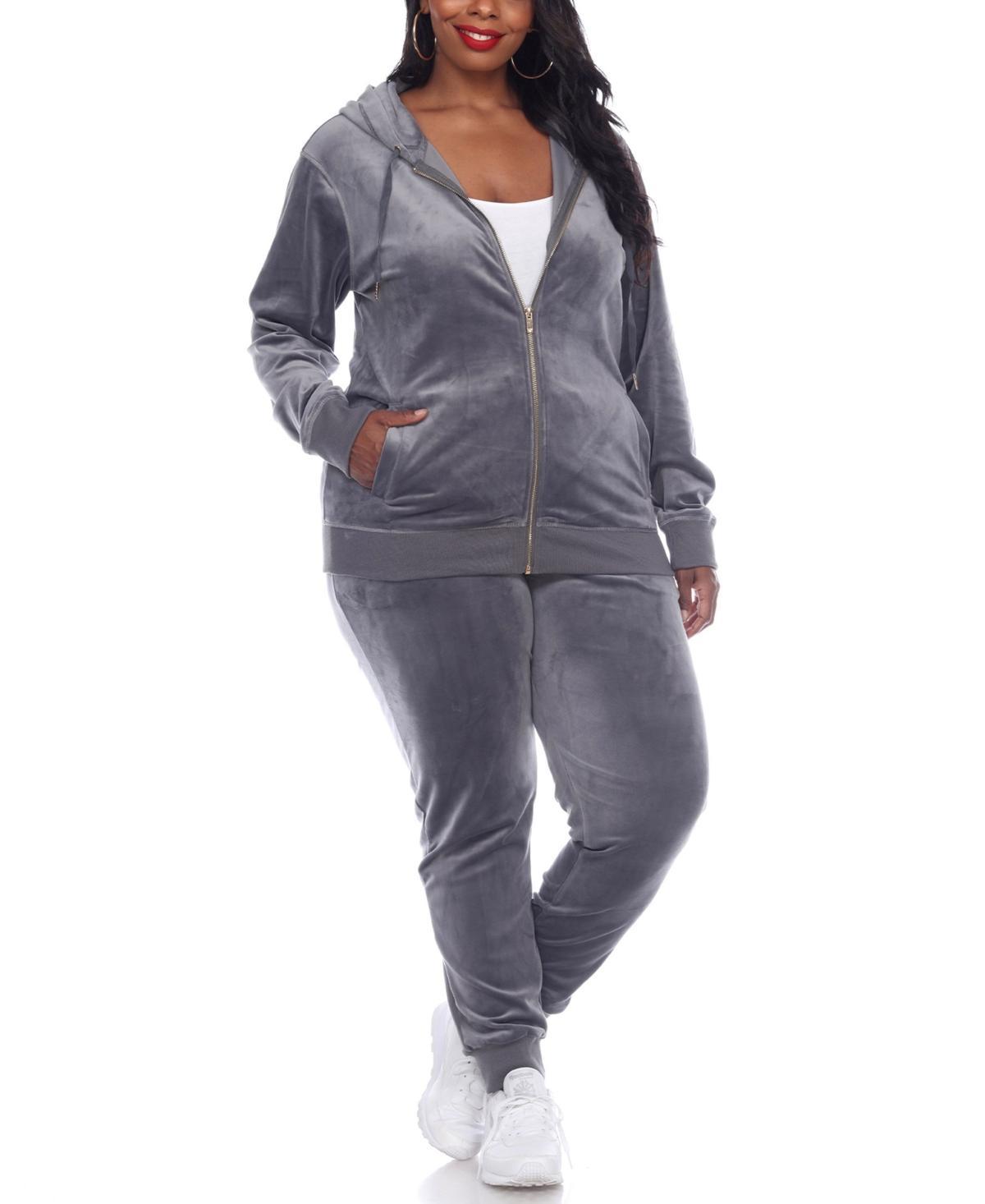 White Mark Plus Size Velour Tracksuit Loungewear 2pc Set Product Image