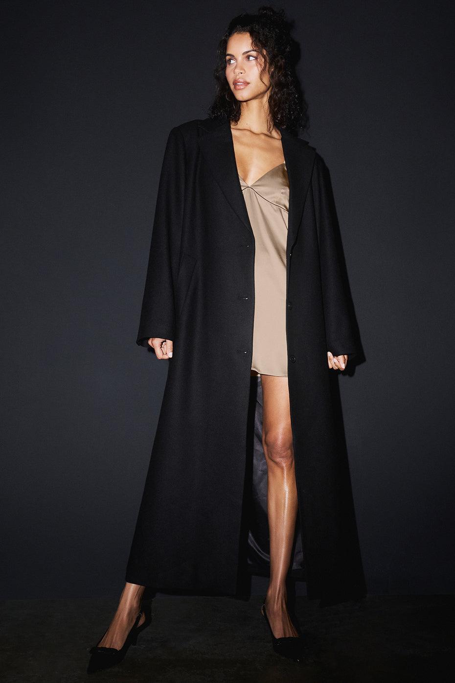Courchevel Soiree Wool Coat - Black Product Image