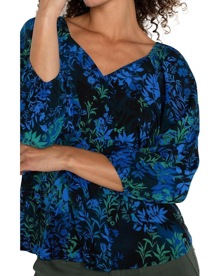 Short Sleeve Dolman Boat Neck Woven Blouse W Embroidery Product Image