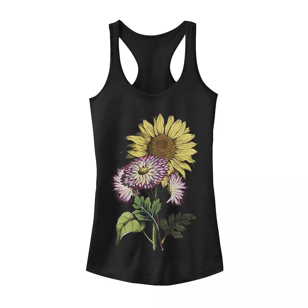 Juniors' Trendy Large Sunflower Bouquet Graphic Tank Top, Girl's, Size: XL, Black Product Image