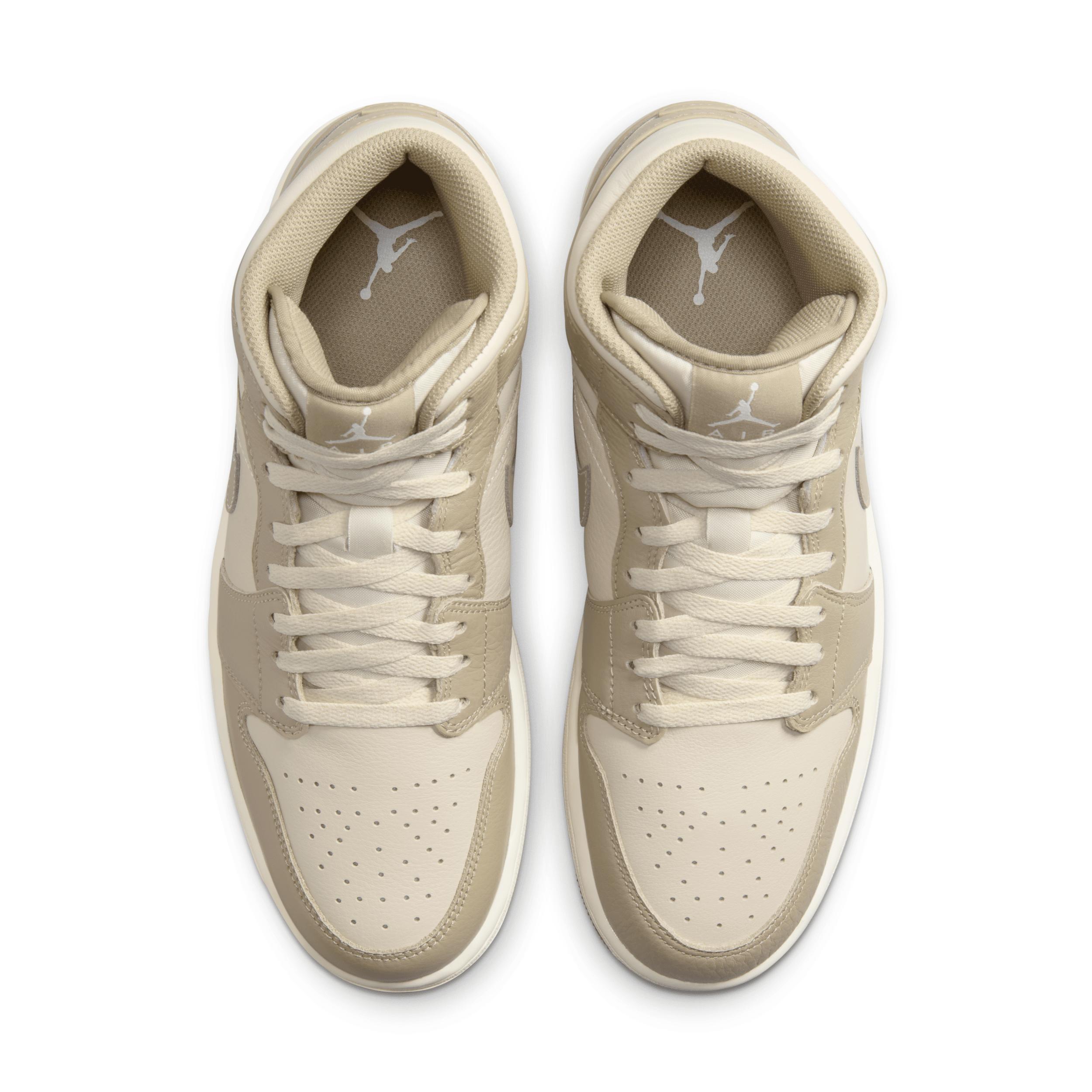 Jordan Mens AJ 1 Mid SE Poolside - Basketball Shoes Bone/Khaki/Pink Product Image
