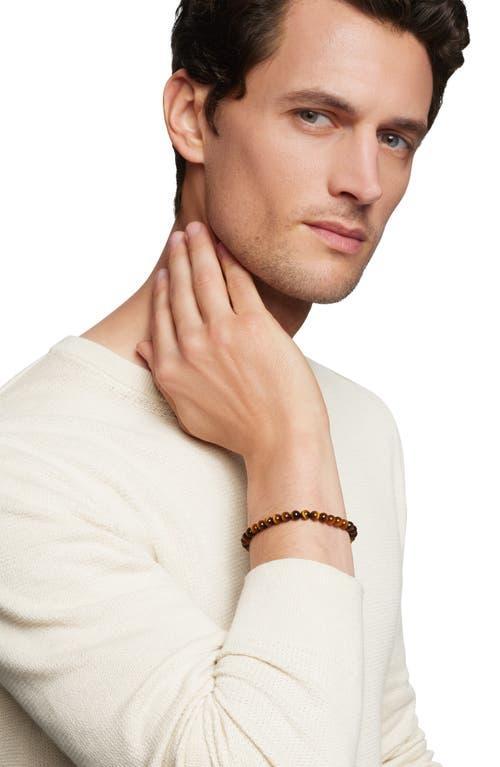 David Yurman Men's Spiritual Beads Bracelet in Sterling Silver with Tiger's Eye, 6mm in Tiger Eye at Nordstrom, Size 7.5 Product Image