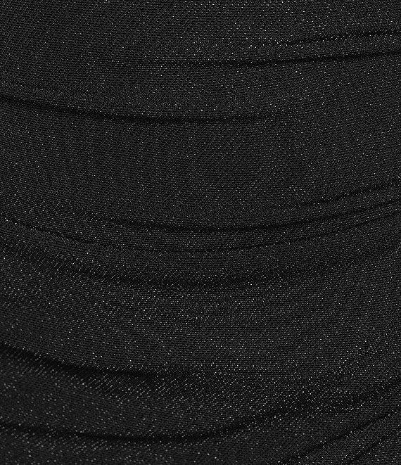 Alex Evenings Plus Size Cowl Neck 3/4 Beaded Illusion Sleeve Metallic Knit Sheath Dress Product Image