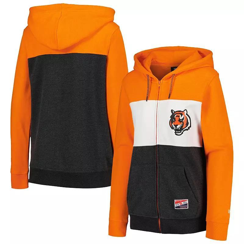 Women's New Era Orange Cincinnati Bengals Color-Block Full-Zip Hoodie, Size: 2XL Product Image