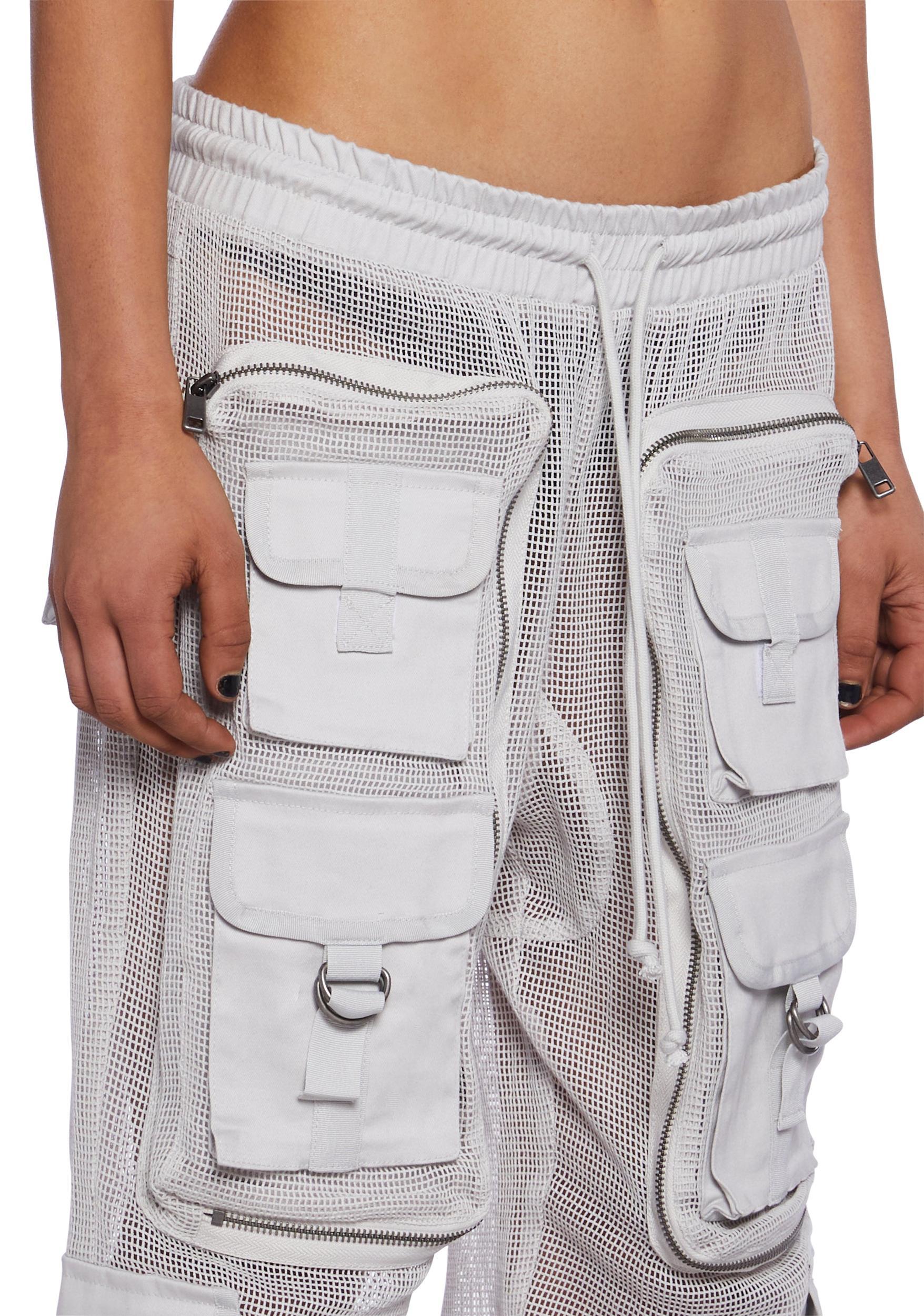 Complex Nights Fishnet Cargo Pants - Gray Product Image