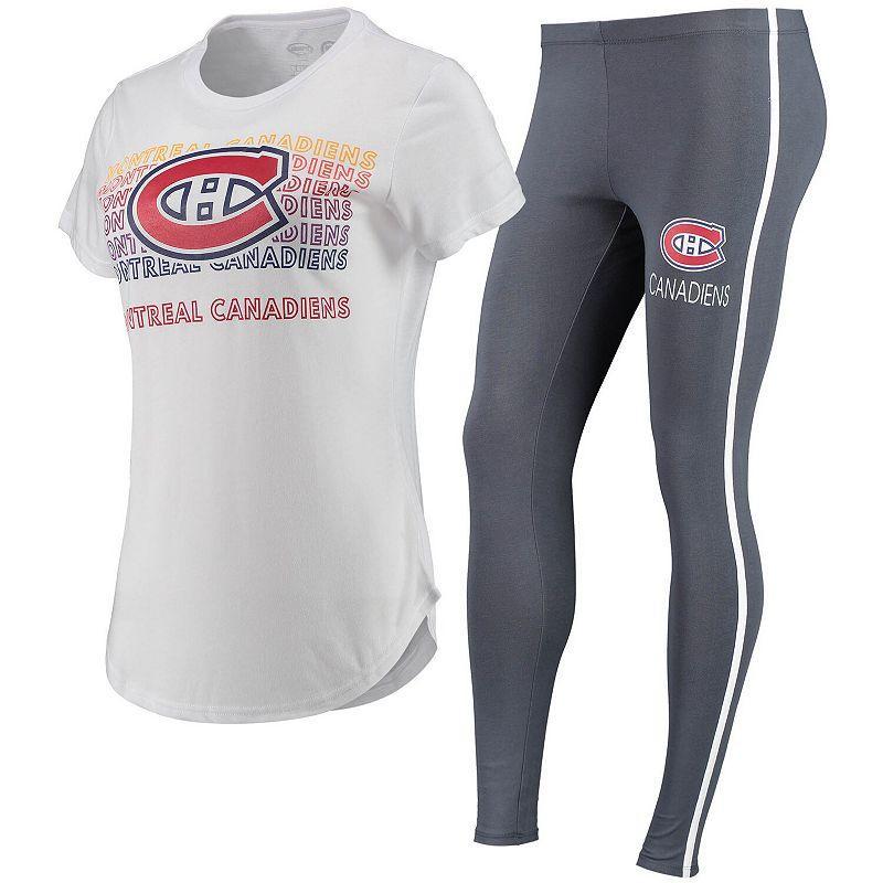 Women's Concepts Sport White/Charcoal Montreal Canadiens Sonata T-Shirt & Leggings Set, Size: Medium, Cnd White Product Image