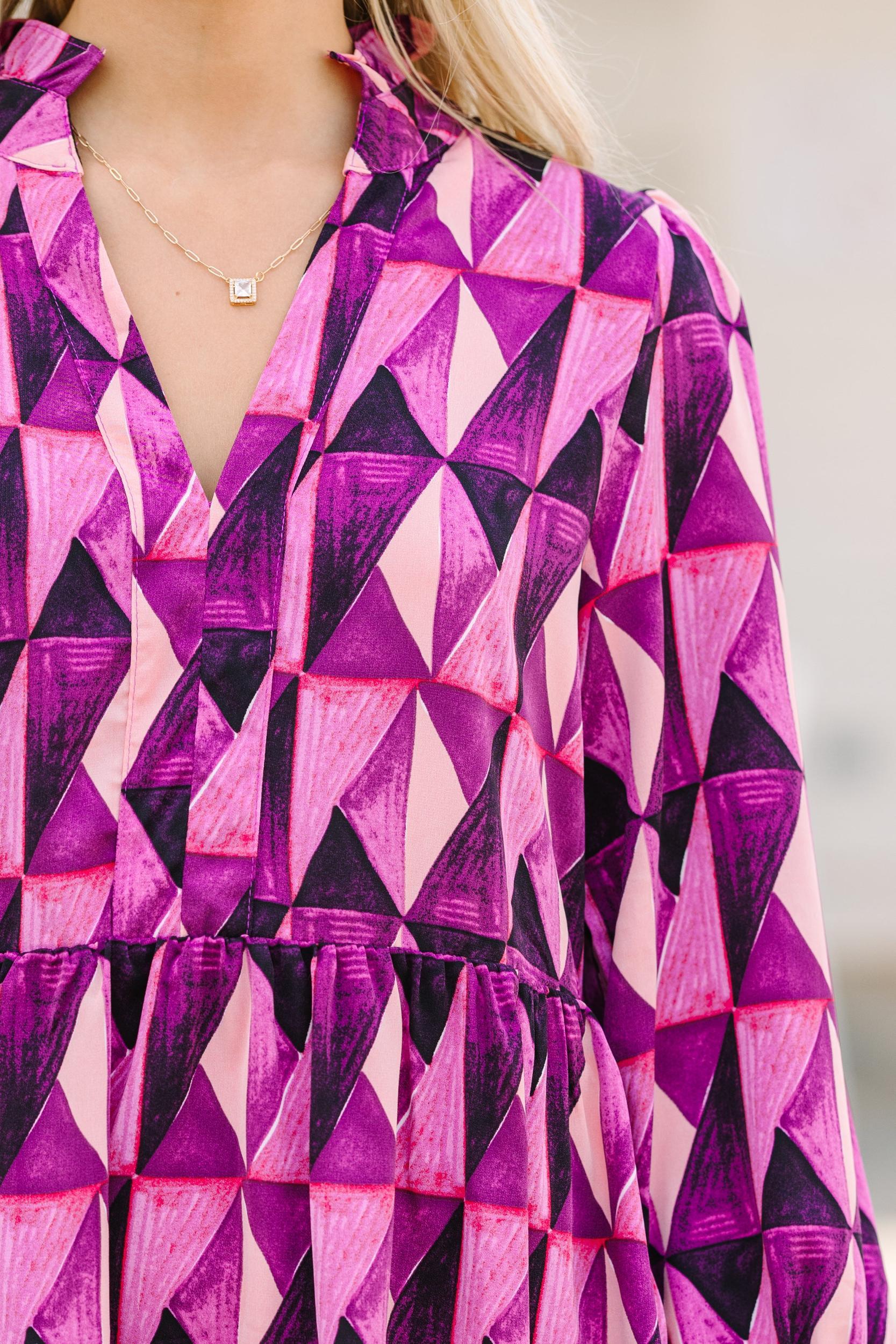 Can't Go Back Magenta Purple Abstract Dress Female Product Image
