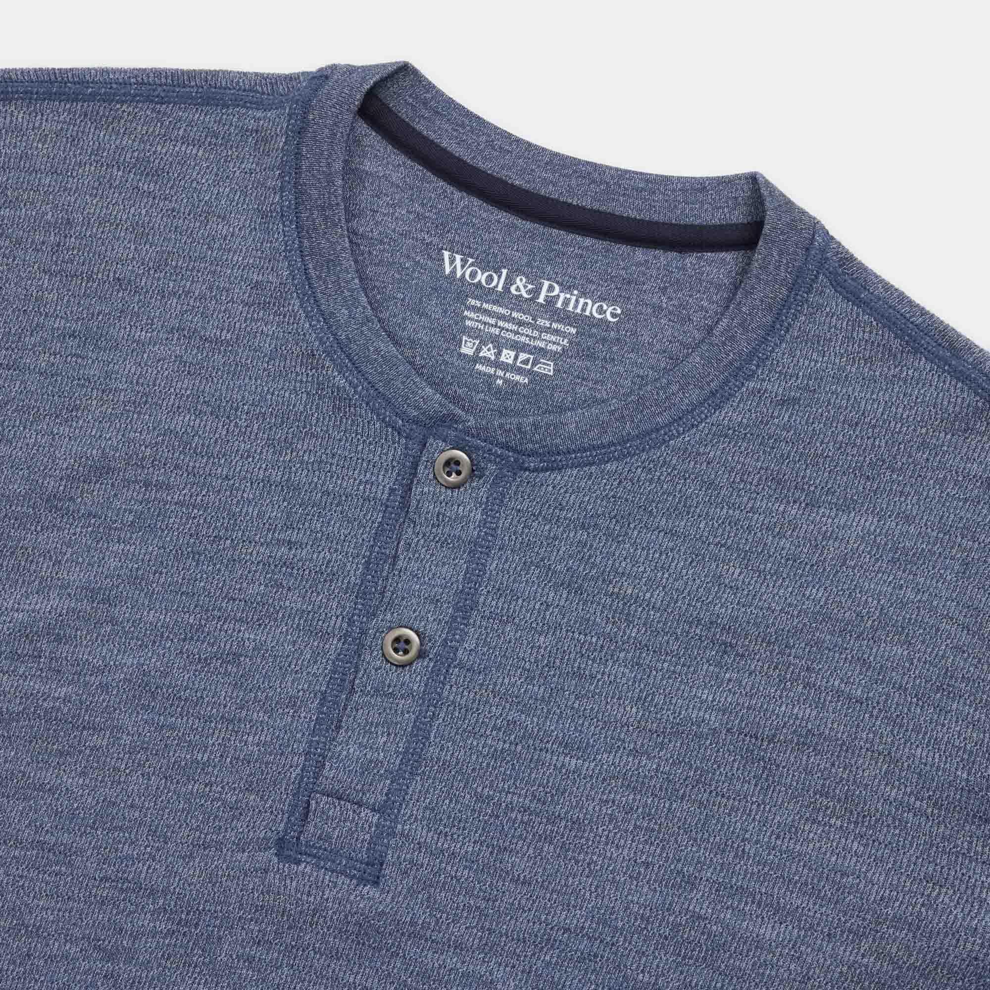Merino Wool Waffle Henley | Aurora Blue Heather Product Image