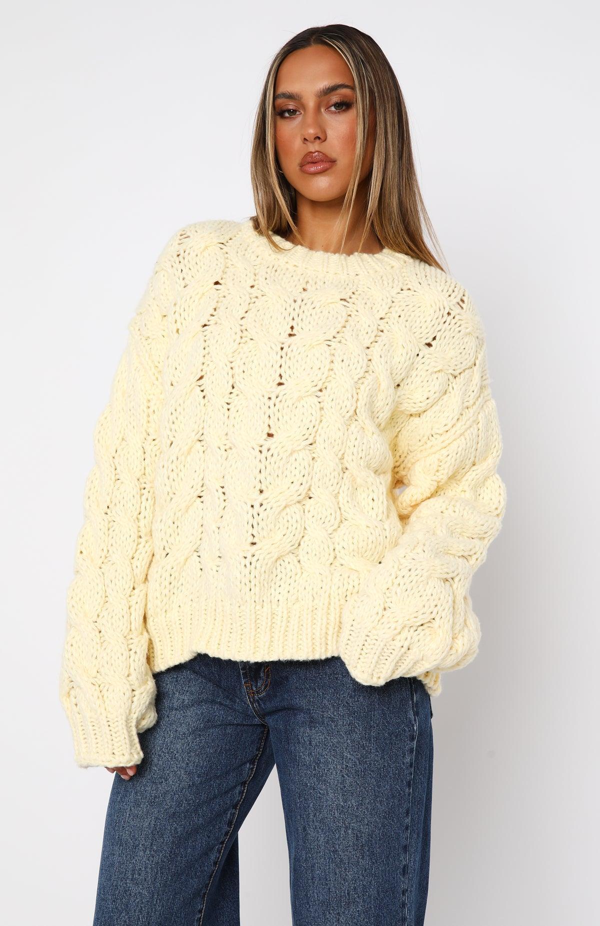 Real Feelings Oversized Knit Sweater Lemon Product Image