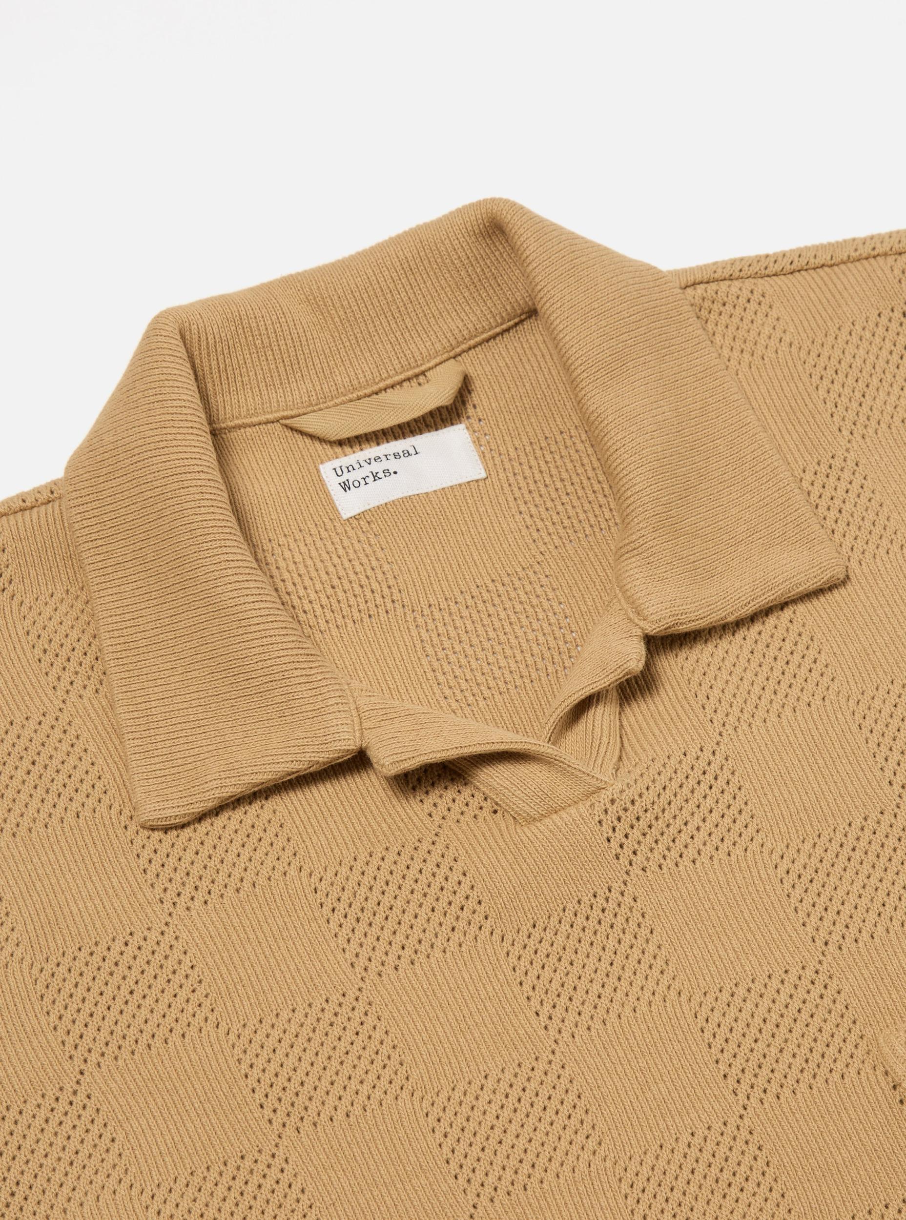 Universal Works Vacation Polo in Sand Fantasy Checkerboard Product Image