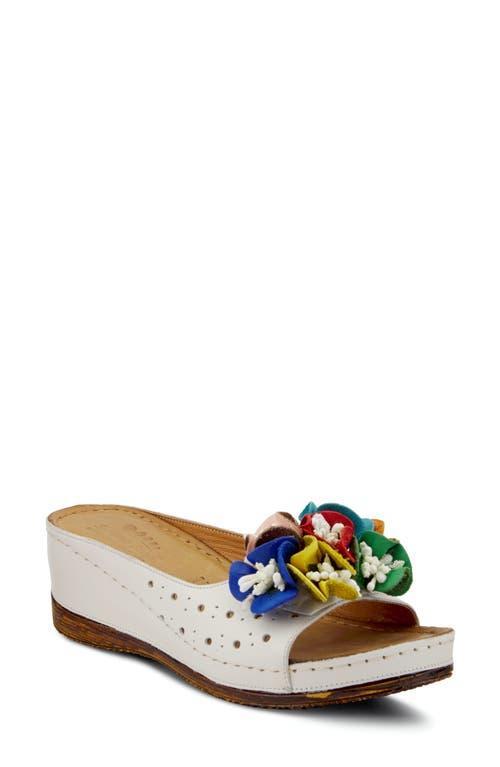 Spring Step Flower Child Slide Wedge Sandal in White Leather at Nordstrom, Size 6.5-7Us Product Image