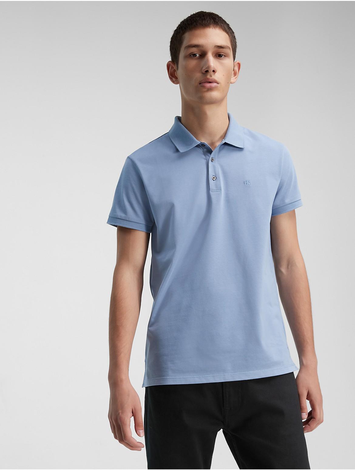 Calvin Klein Men's Slim Smooth Cotton Polo Shirt - Grey - XS Product Image