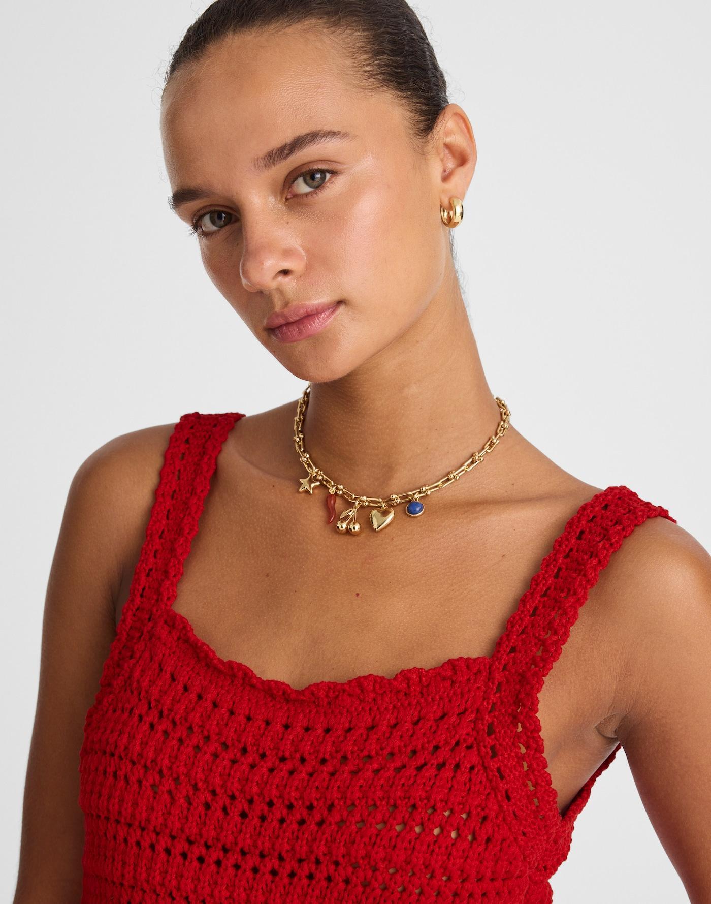 Crochet-Stitch Cotton Sweater Tank Product Image