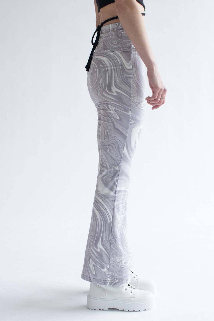 Grey Marble Print Bell Bottoms Product Image