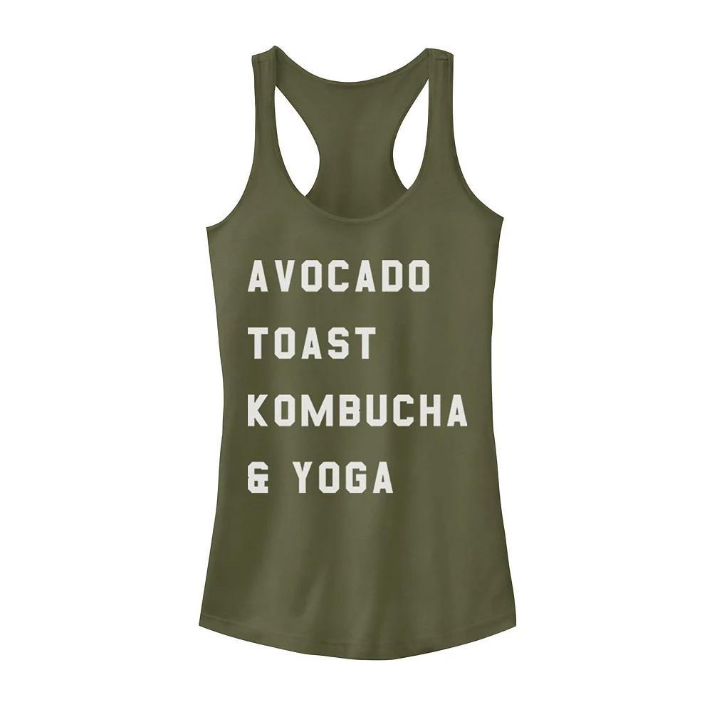Juniors' Avocado Toast Kombucha & Yoga Tank Top, Girl's, Size: XS, Military Green Product Image