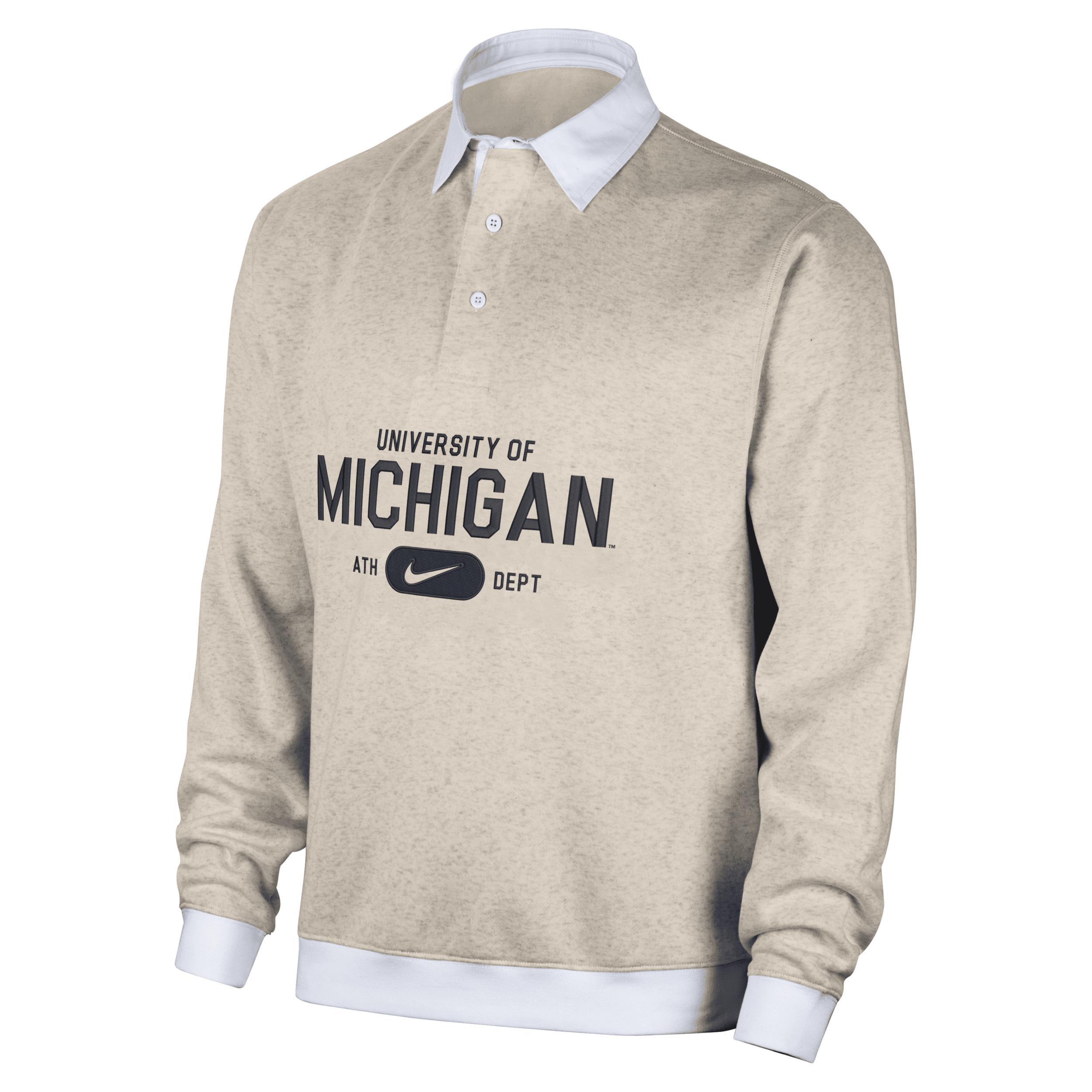 Michigan Club Fleece Nike Men's College Long-Sleeve Polo Product Image