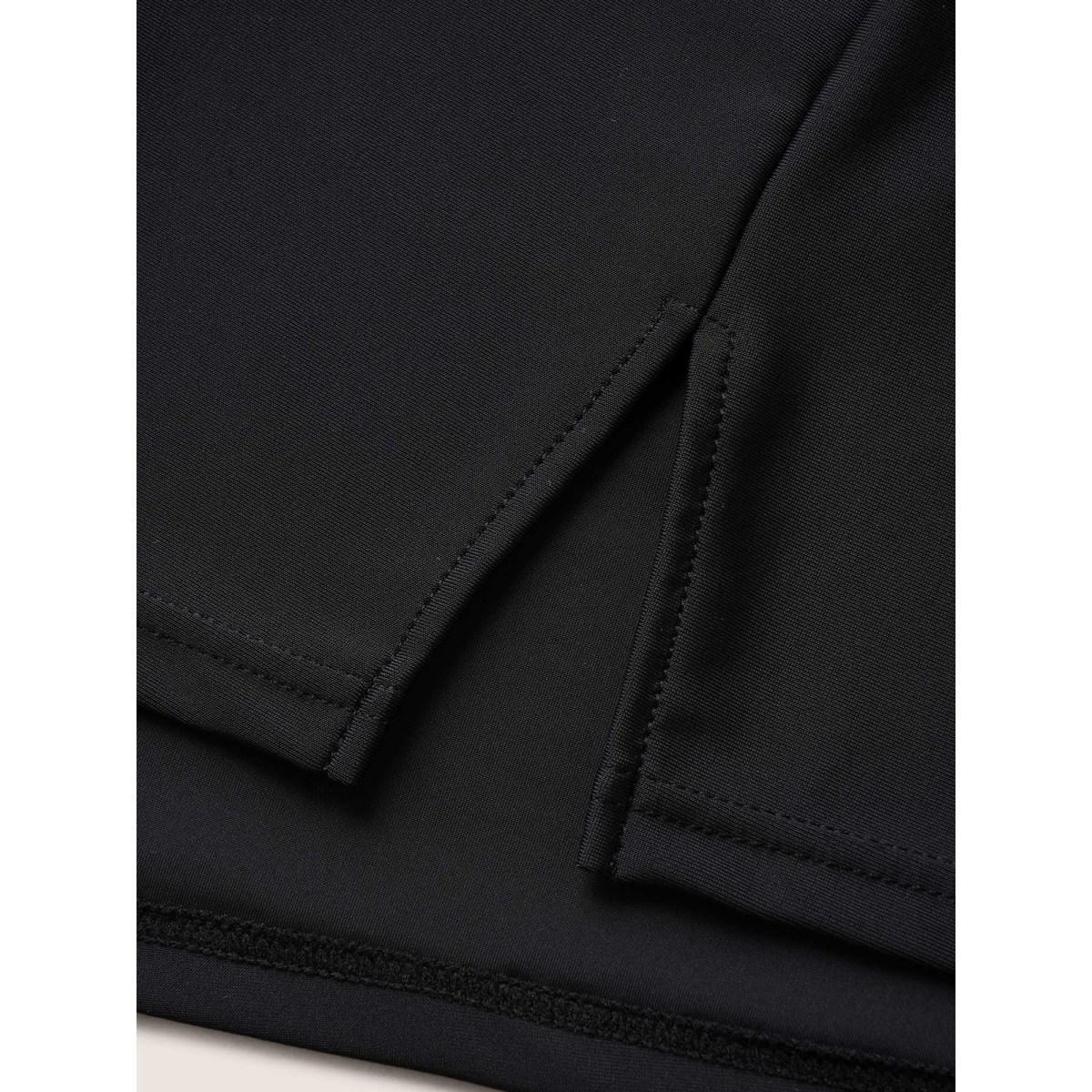 Plus Size Solid Slit Front Pocket Gathered Swim Bottom Women's Swimwear Black Beach Gathered High stretch Bodycon High Rise Side seam pocket Curve Swim Bottoms BloomChic 18-20/2X Product Image