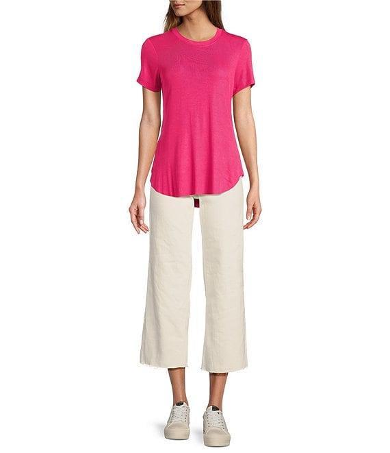 Every Crew Neck Ribbed Short Sleeve Shirttail Hem Tee Shirt Product Image