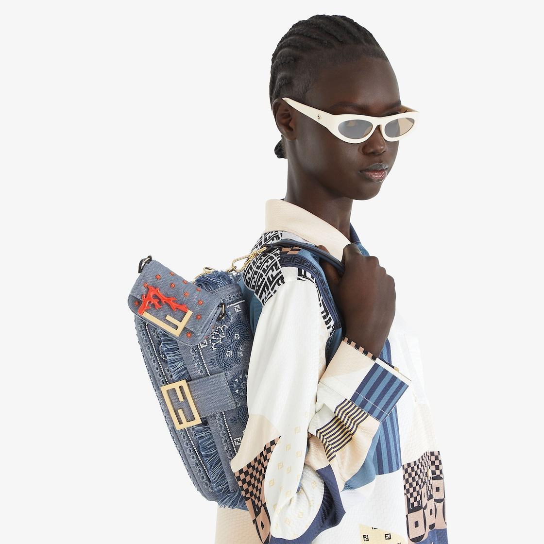 BaguetteDenim bag with Coral Bandana embroidery Product Image