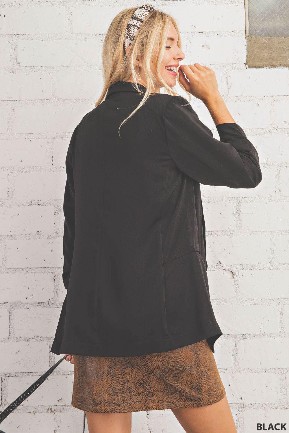 5524   Traci Ruched Sleeve Lined Blazer - Reg & Plus! Product Image