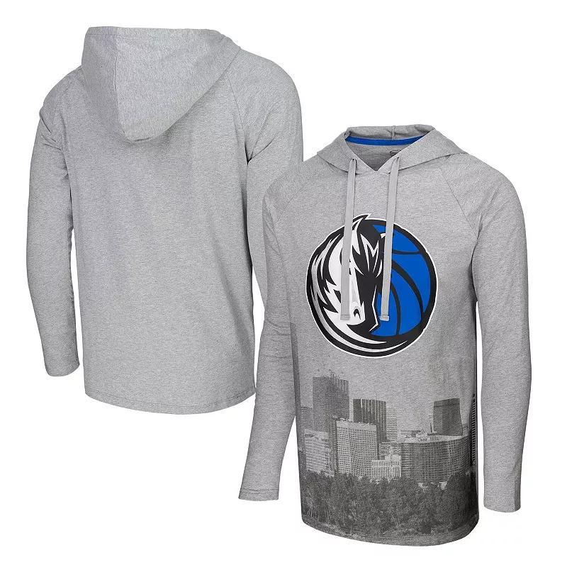 Men's Stadium Essentials Heather Gray Dallas Mavericks Atrium Raglan Long Sleeve Hoodie T-Shirt, Size: XL, Grey Product Image