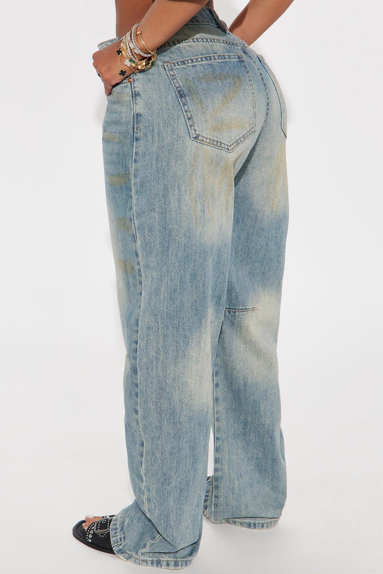 Down And Dirty Ripped Barrel Leg Jeans - Vintage Wash Product Image