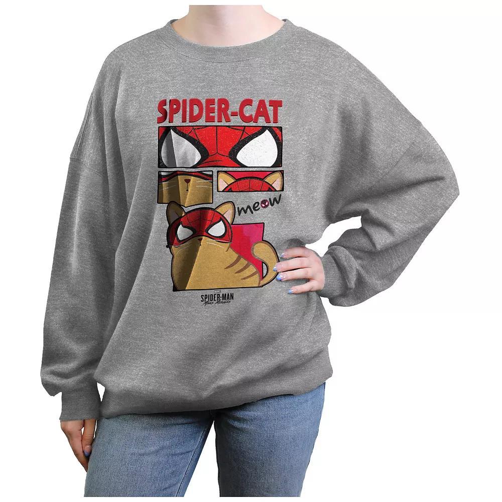 Juniors' Spider-Man Spider-Cat Panels Graphic Fleece, Girl's, Size: Small, Grey Gray Product Image