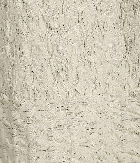 Ali Miles Textured Knit Open Front 3/4 Sleeve Cardigan Product Image