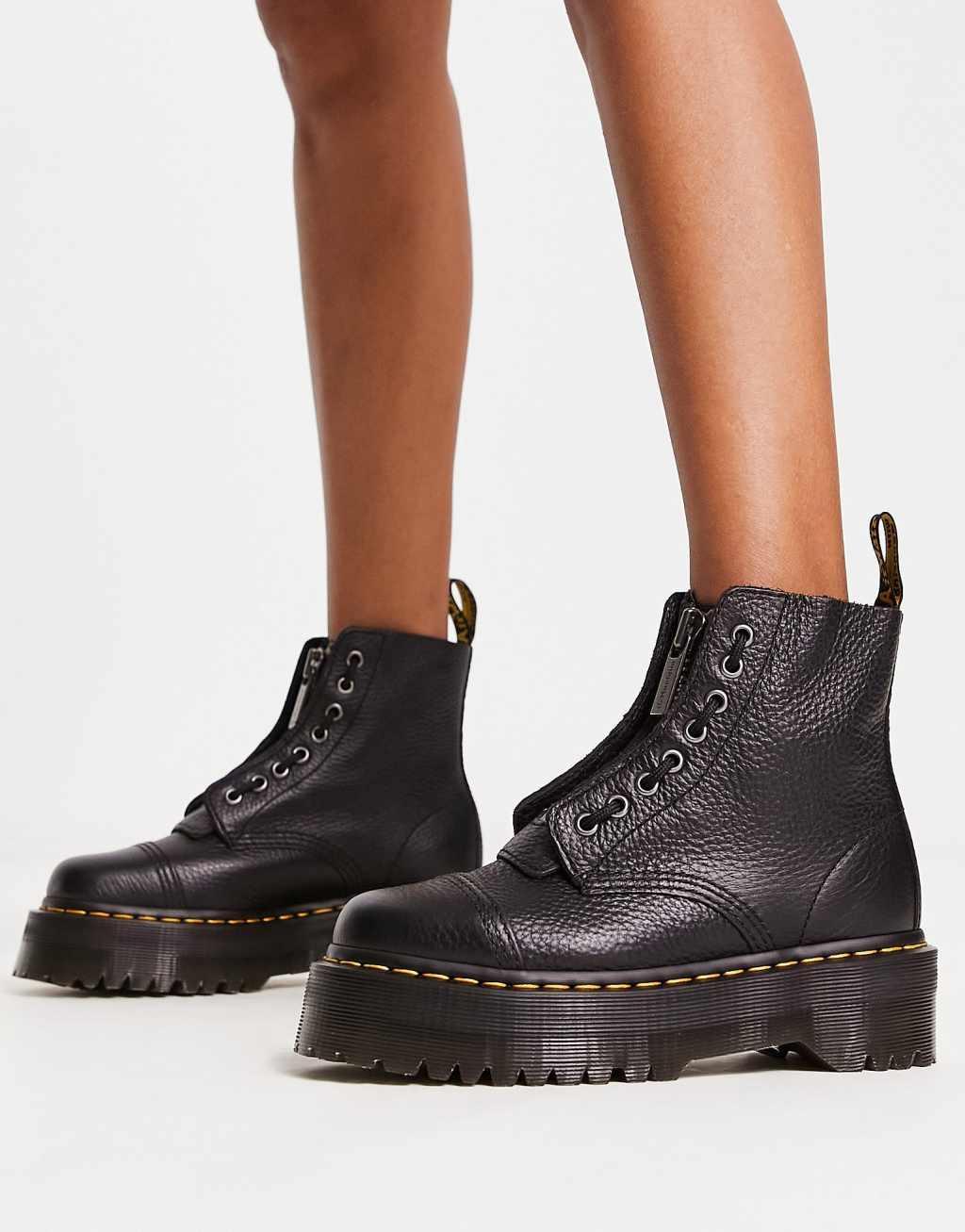 Dr Martens Sinclair flatform zip tumbled leather boots Product Image