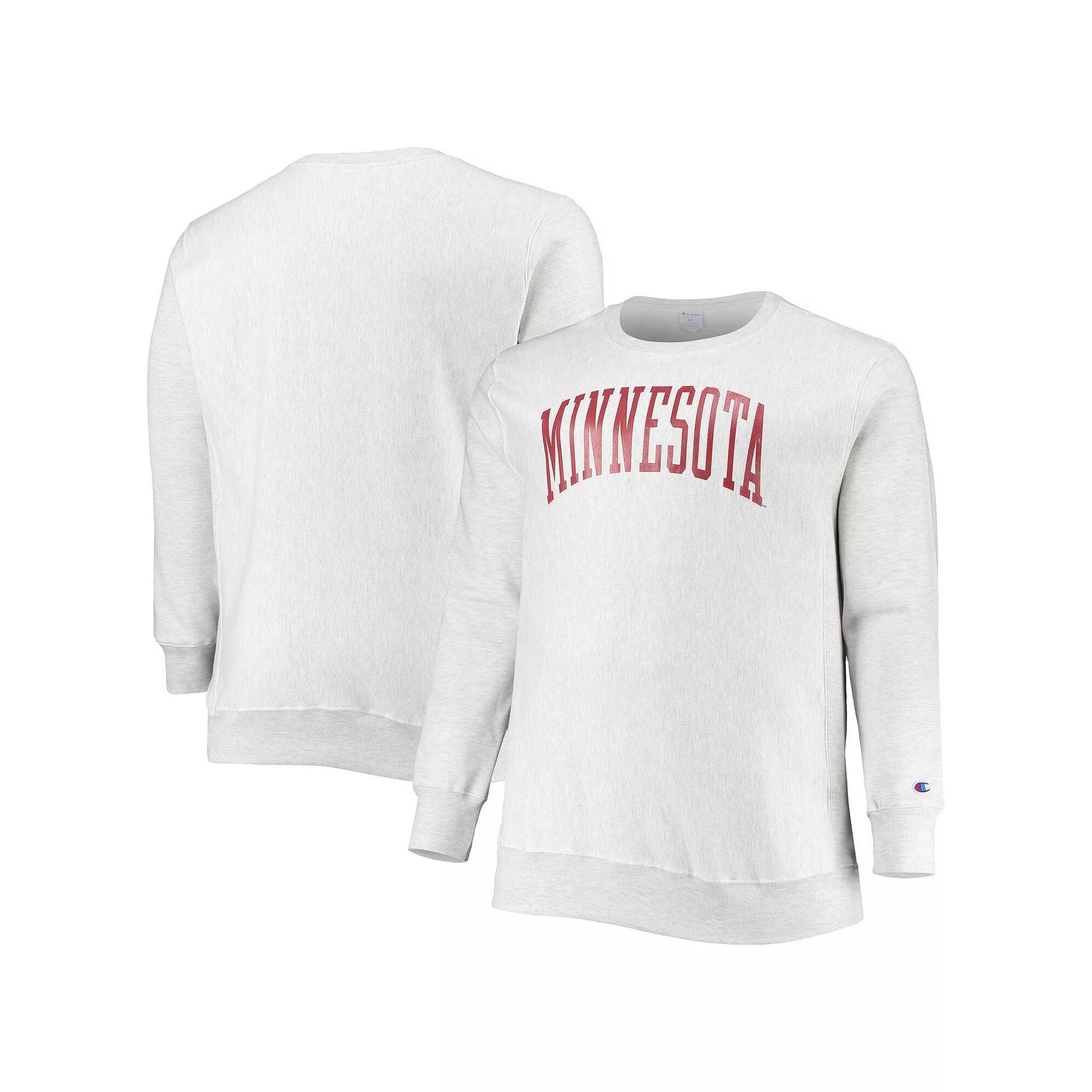 Men's Champion Ash Minnesota Golden Gophers Big & Tall Reverse Weave Fleece Crewneck Pullover Sweatshirt, Size: 3XB, Black Product Image