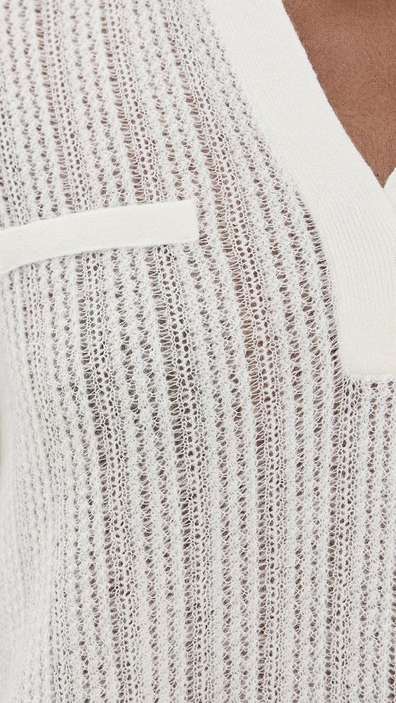 3.1 Phillip Lim Airy Open Cable Double Layer Polo with Pleated Chiffon | Shopbop Product Image