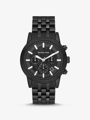 Oversized Hutton Silver-Tone and Leather Watch Product Image