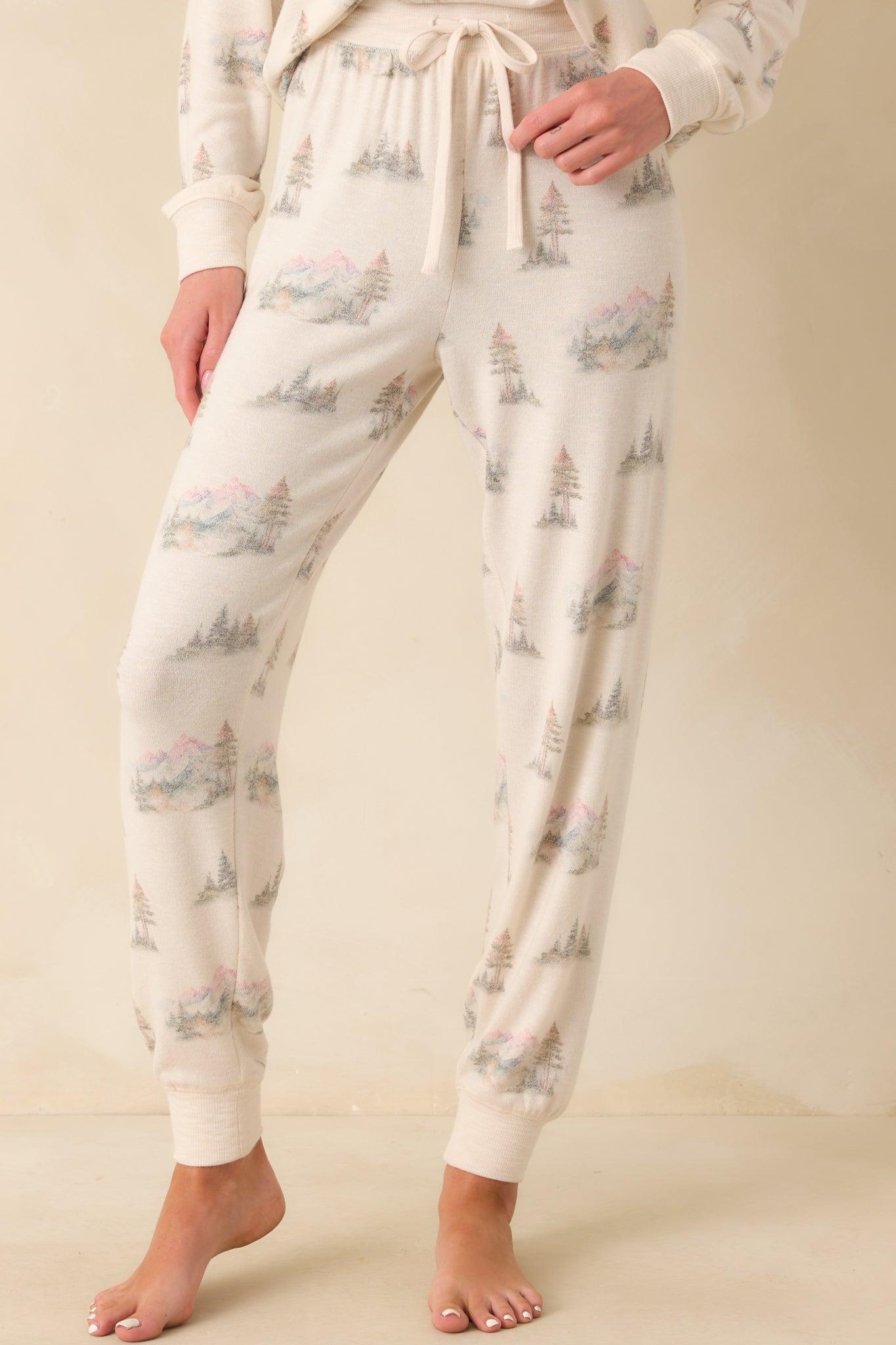 Z Supply Ivory Multi Print Overnight Road Trip Joggers Product Image