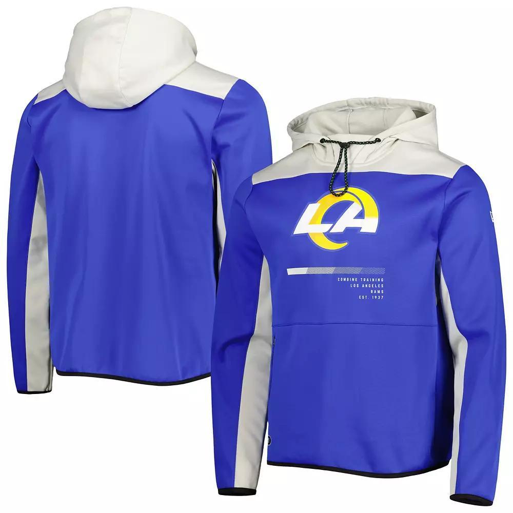 Men's New Era Royal Los Angeles Rams Combine Authentic Hard Hitter Pullover Hoodie, Size: 2XL, Blue Product Image