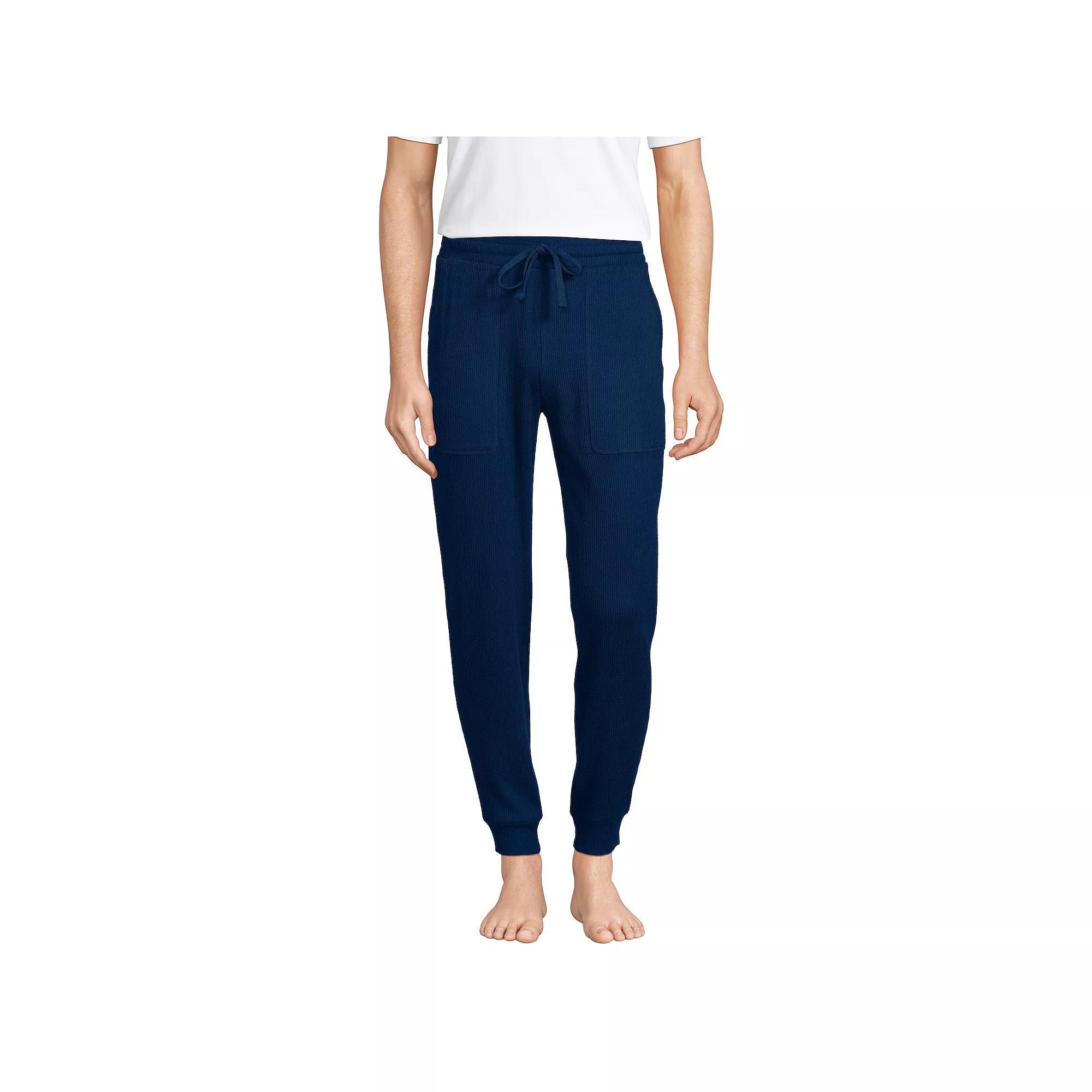Men's Lands' End Brushed Rib Joggers, Size: Large, Black Product Image