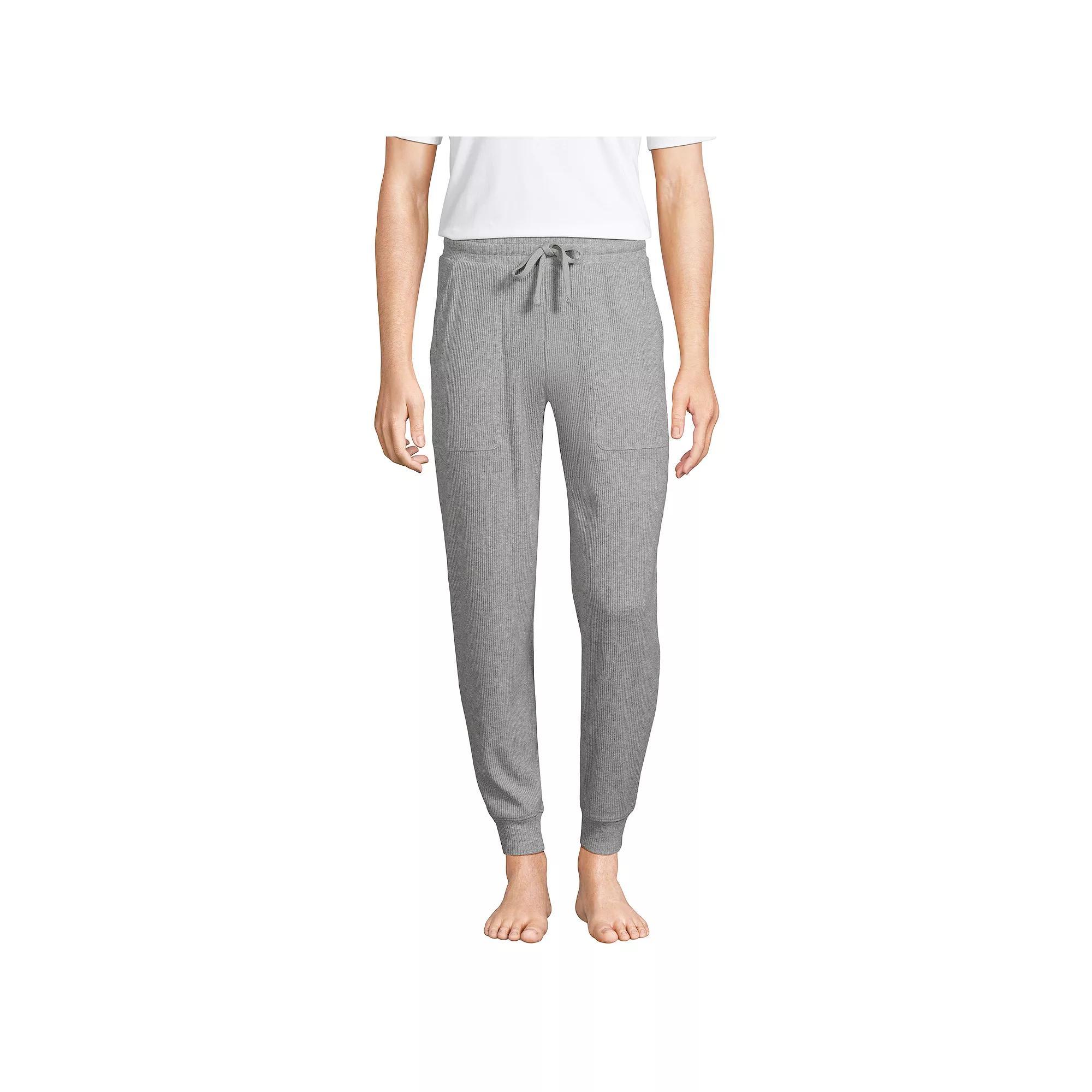 Men's Lands' End Brushed Rib Joggers, Size: Large, Black Product Image