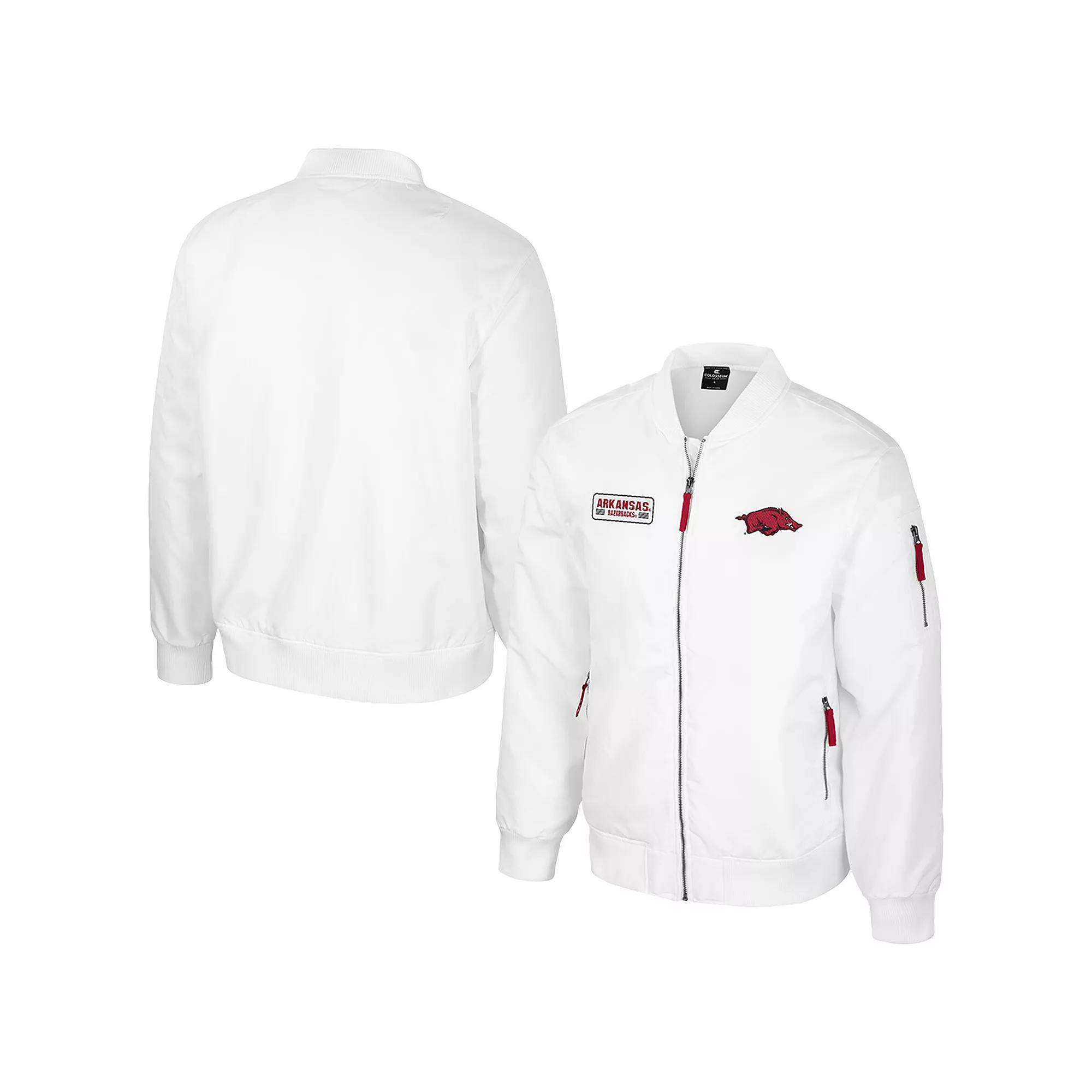 Men's Colosseum Arkansas Razorbacks White Rabbit Full-Zip Bomber Jacket, Size: Large Product Image