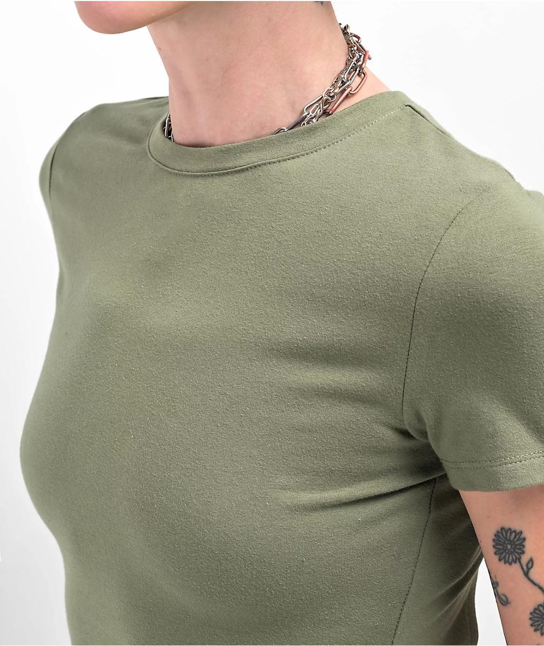 Zine Brianna Green Buckle Crop T-Shirt Product Image