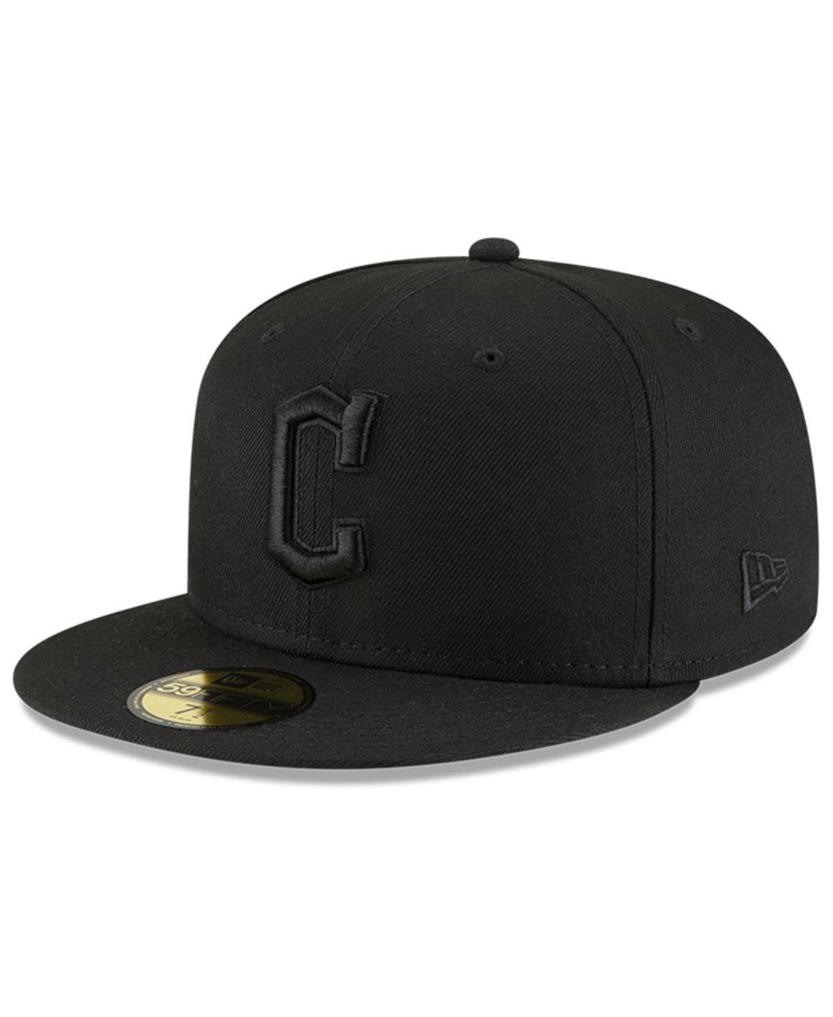 Men's New Era Black/Black Cleveland Guardians 59FIFTY Fitted Hat, Size: 7 1/4, Grd Black Product Image