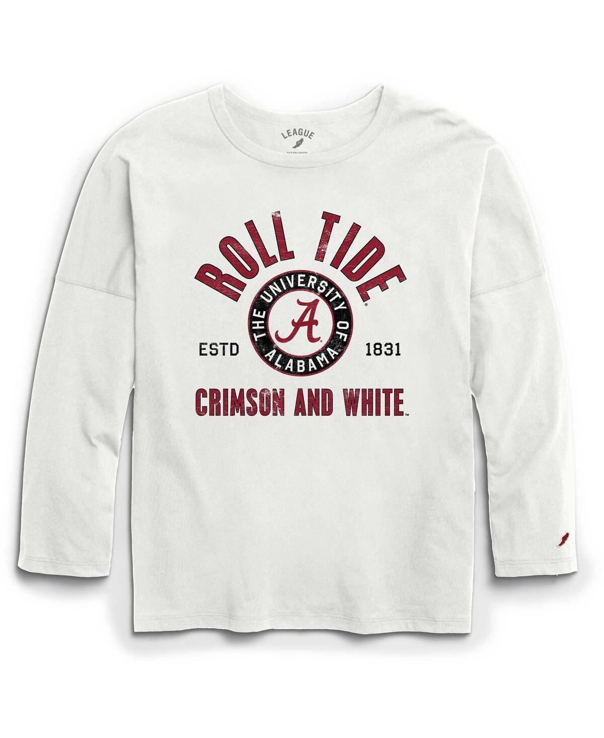 Women's League Collegiate Wear White Alabama Crimson Tide Clothesline Oversized Long Sleeve T-Shirt, Size: Small Product Image
